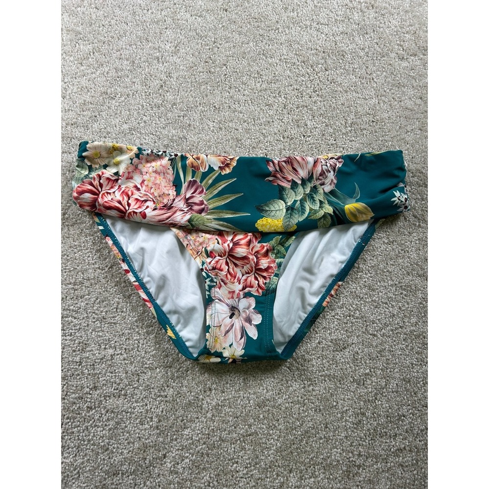 JANTZEN Swimwear Women's Floral Bikini Bottom‎ Size 10 Teal